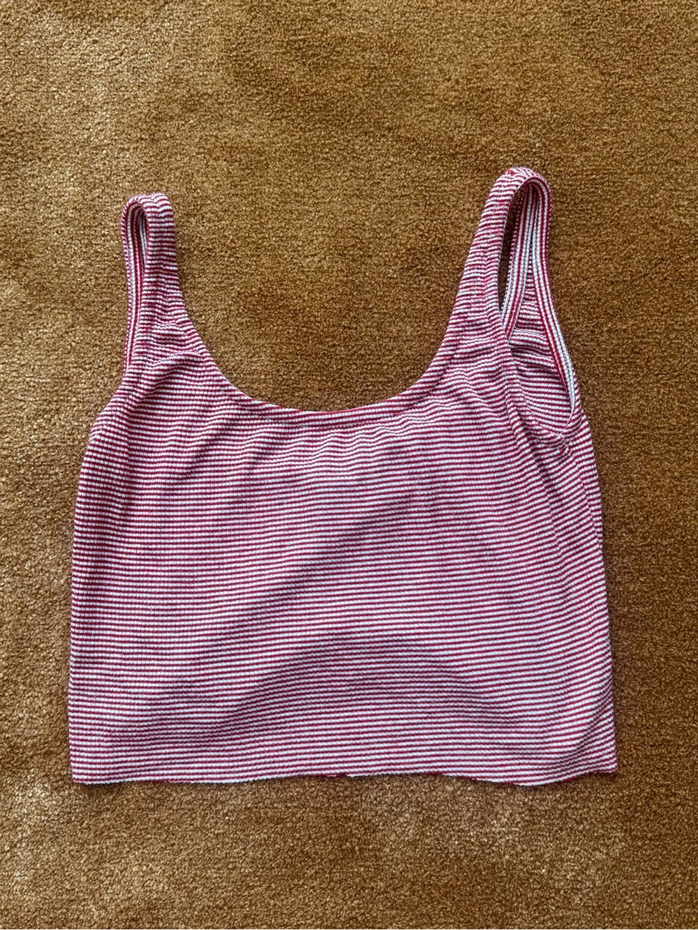 Brandy Melville Red and White Striped Ribbed Tank
